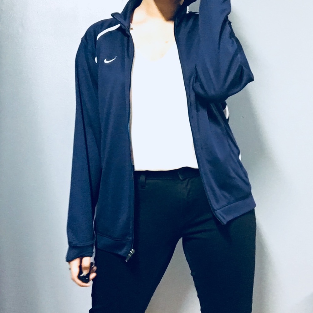 NIKE Blue Dri-Fit Full Zip Varsity Track Jacket XL